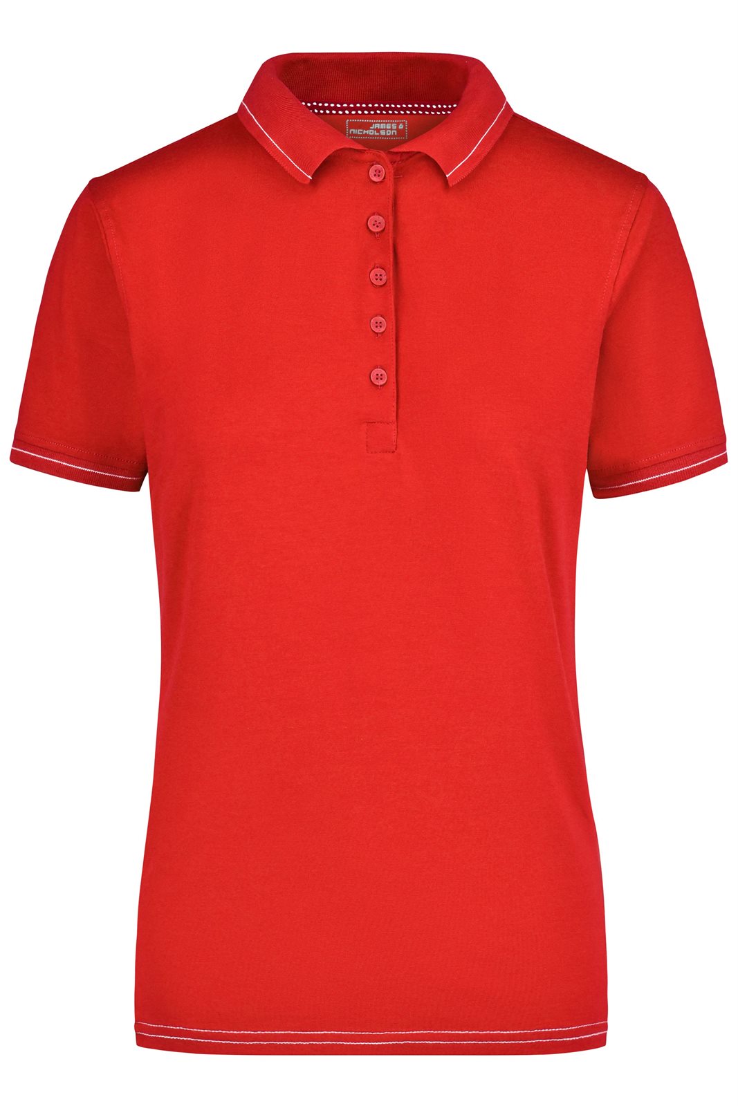 Poloshirt Damen Weiß/Rot – Ladies' Elastic Polo
