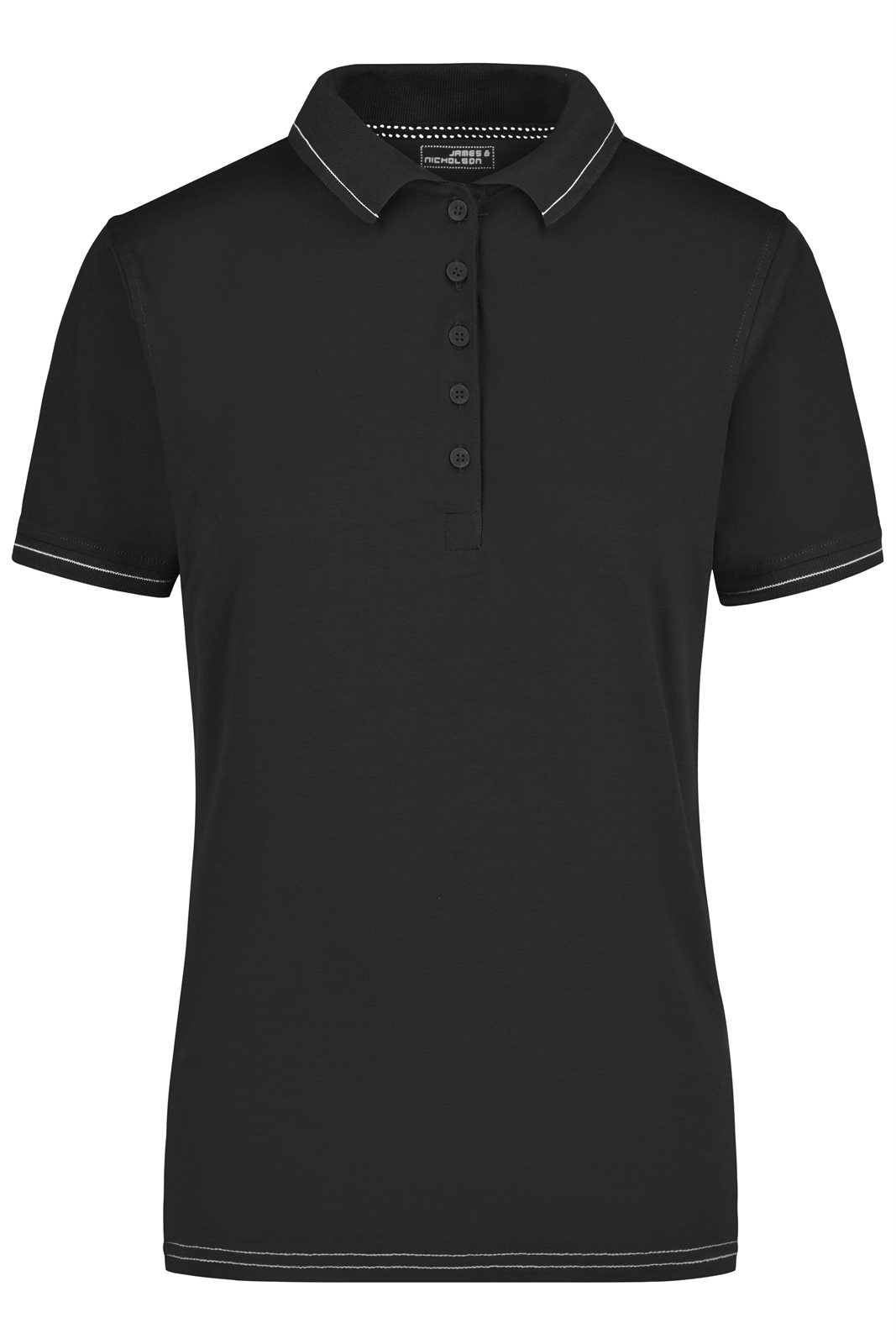 Poloshirt Damen Weiß/Schwarz – Ladies' Elastic Polo