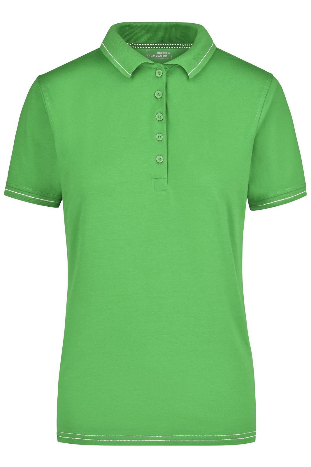 Poloshirt Damen Weiß/Grün – Ladies' Elastic Polo