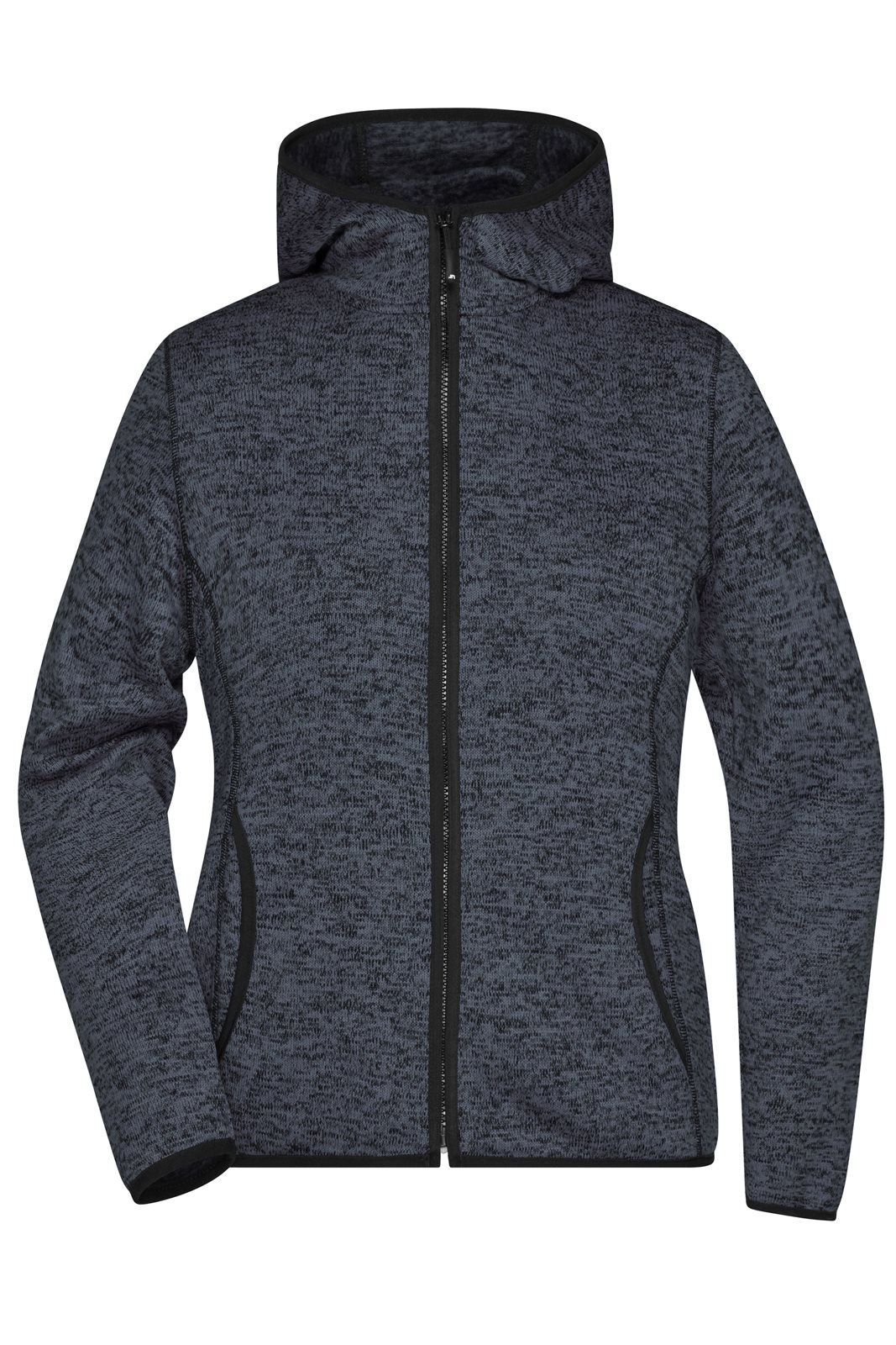 Jacke Damen Grau/Schwarz – Ladies' Knitted Fleece Hoody