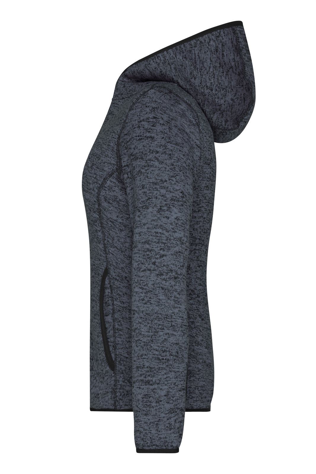 Jacke Damen Grau/Schwarz – Ladies' Knitted Fleece Hoody, Detailansicht