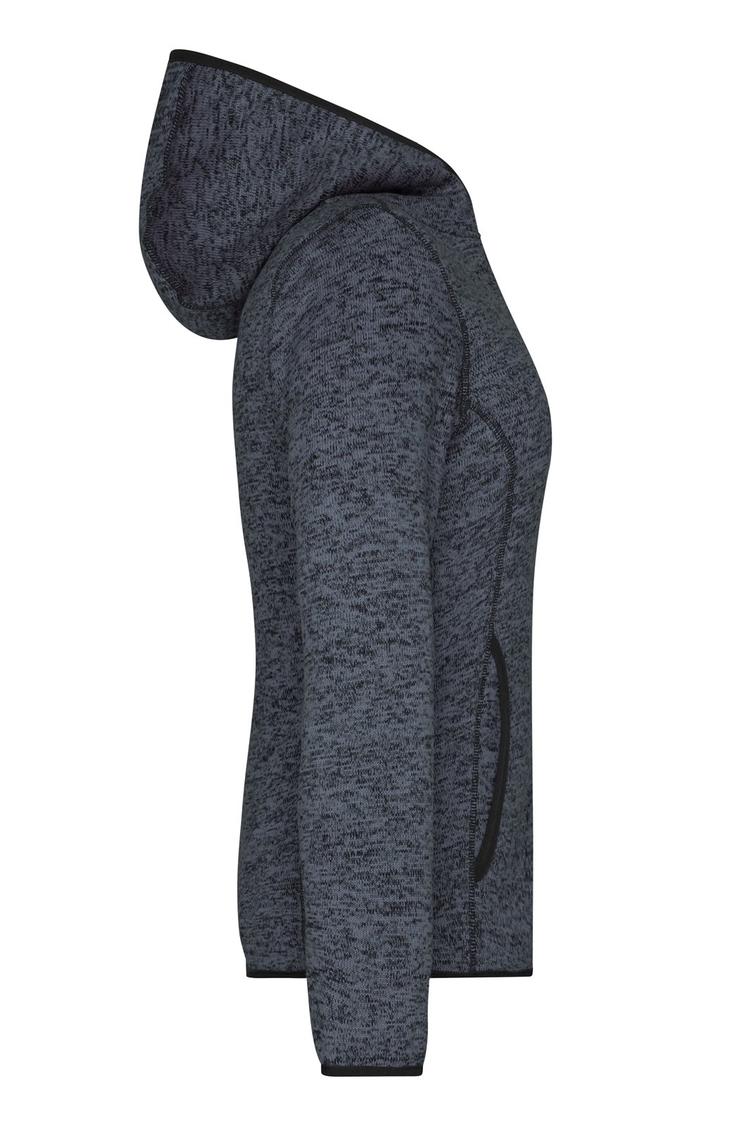 Jacke Damen Grau/Schwarz – Ladies' Knitted Fleece Hoody, Detailansicht