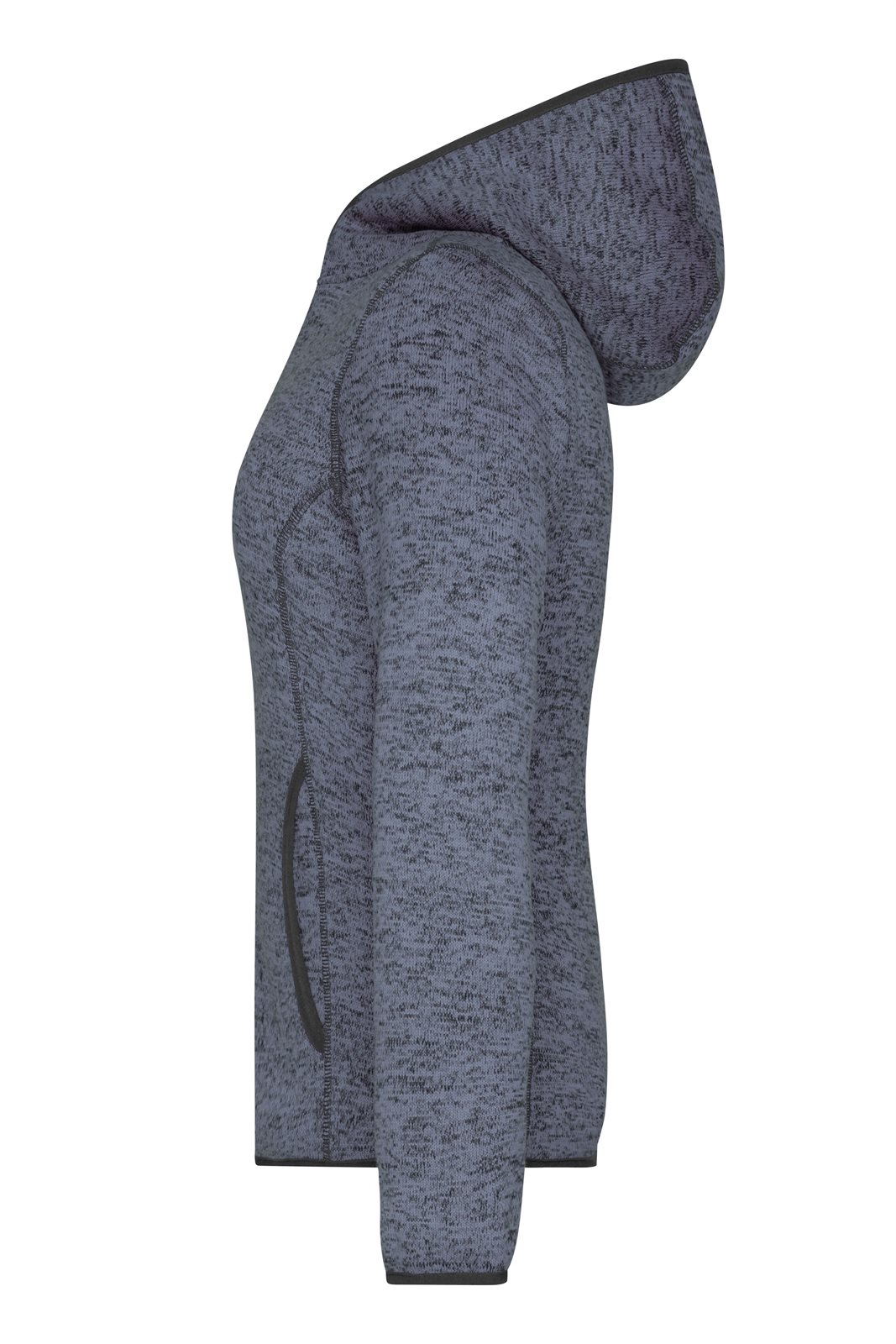 Jacke Damen Schwarz/Blau – Ladies' Knitted Fleece Hoody, Detailansicht