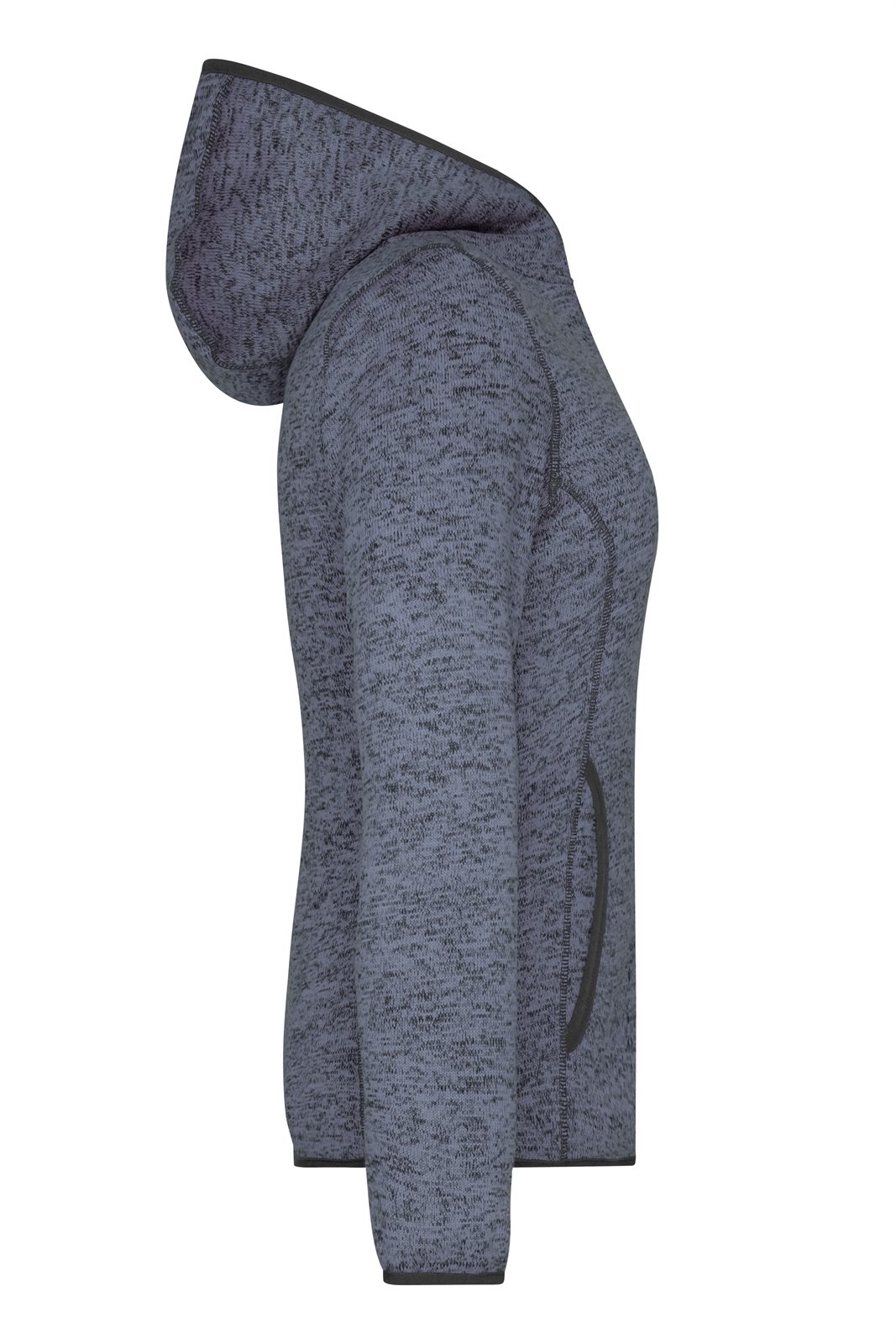 Jacke Damen Schwarz/Blau – Ladies' Knitted Fleece Hoody, Detailansicht