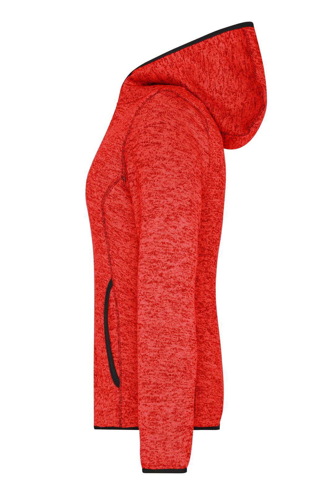 Jacke Damen Rot/Schwarz – Ladies' Knitted Fleece Hoody, Detailansicht