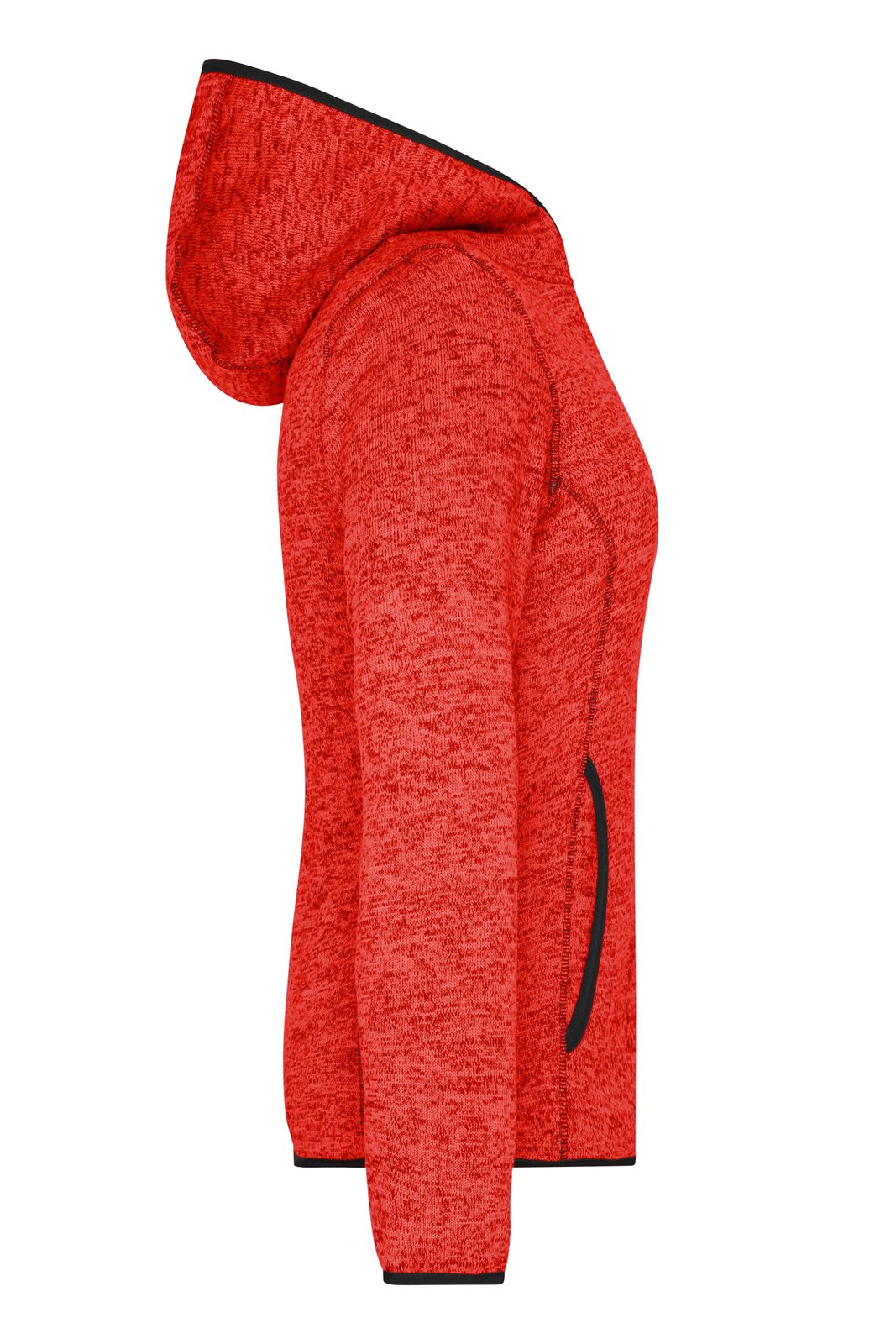Jacke Damen Rot/Schwarz – Ladies' Knitted Fleece Hoody, Detailansicht