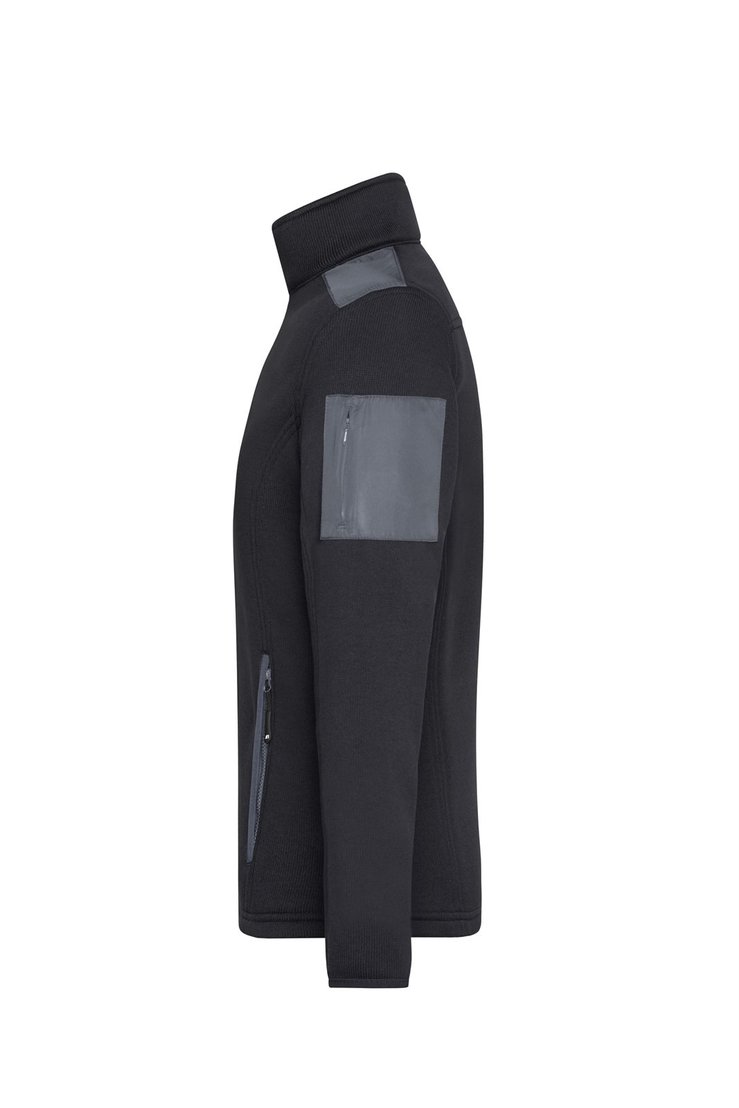 Jacke Herren Schwarz/Grau – Men's Knitted Fleece Jacket, Detailansicht