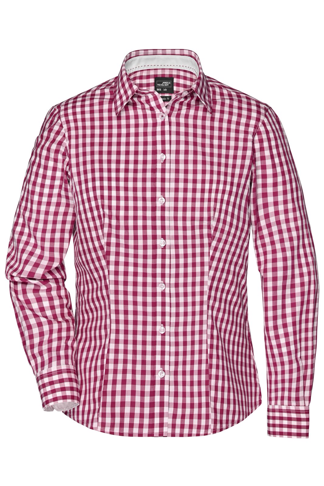 Hemd Damen Weiß/Rot/Weinrot – Ladies' Checked Blouse
