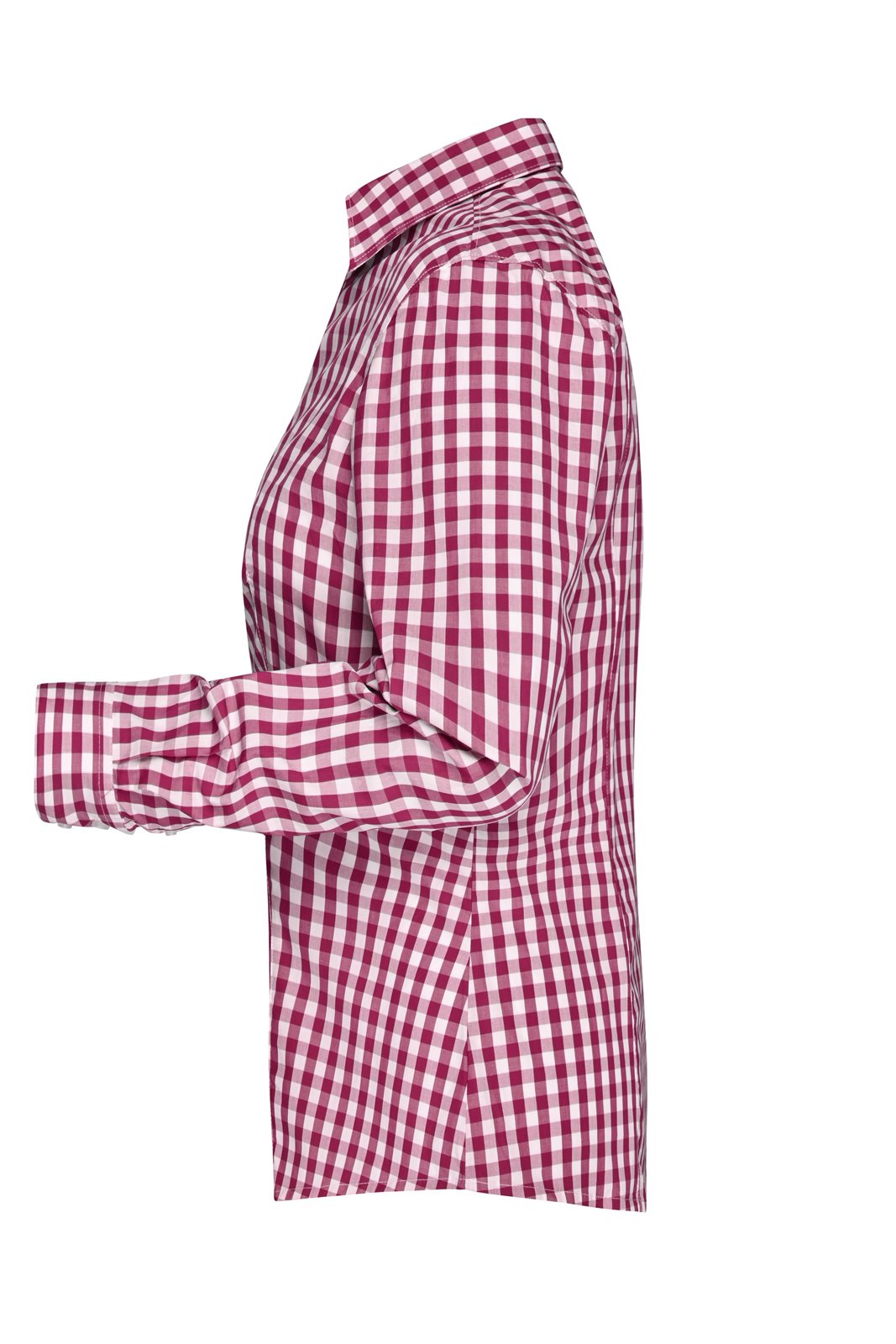 Hemd Damen Weiß/Rot/Weinrot – Ladies' Checked Blouse, Detailansicht