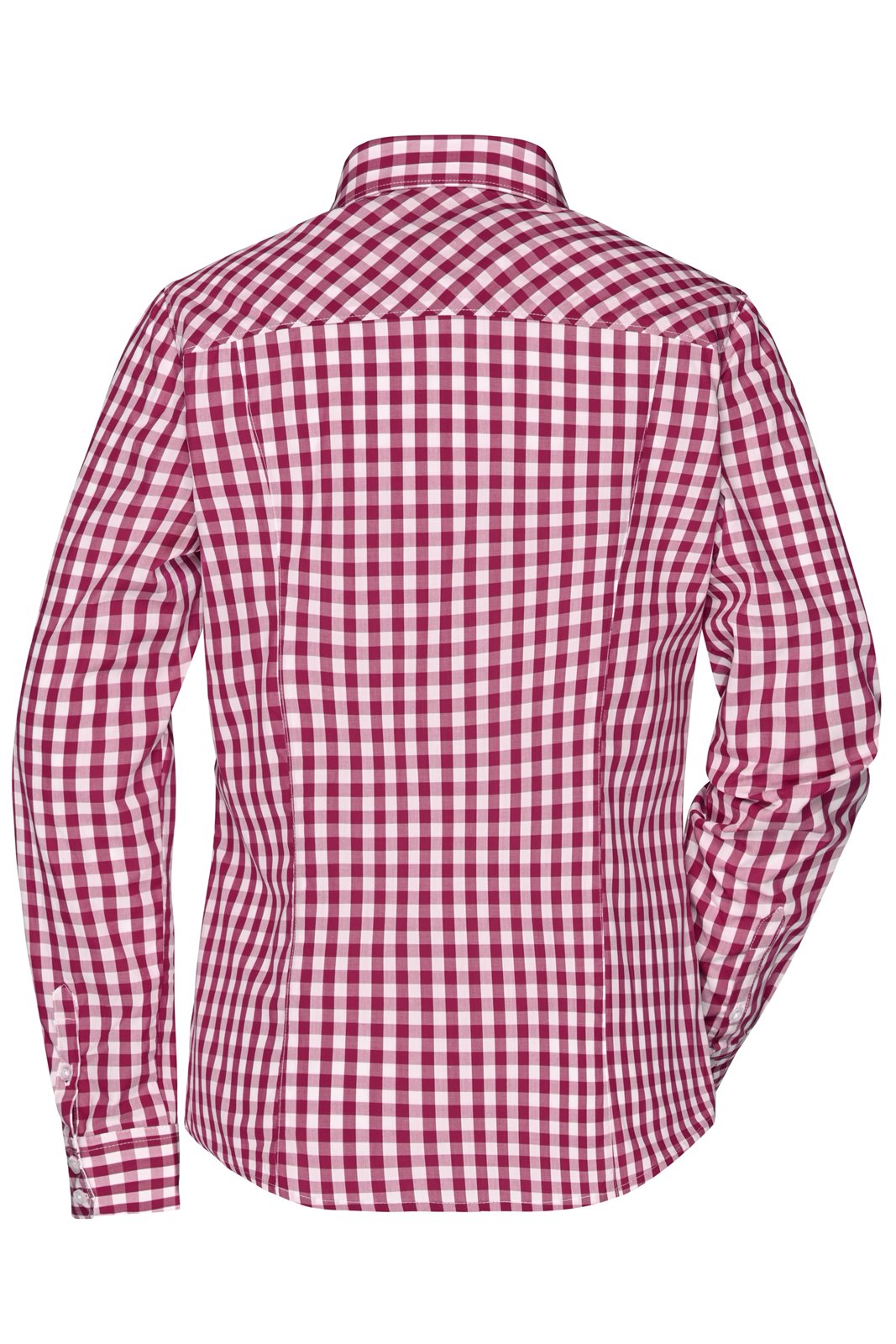Hemd Damen Weiß/Rot/Weinrot – Ladies' Checked Blouse, Detailansicht