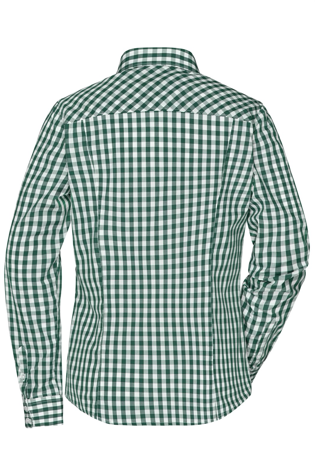 Hemd Damen Grün/Weiß – Ladies' Checked Blouse, Detailansicht