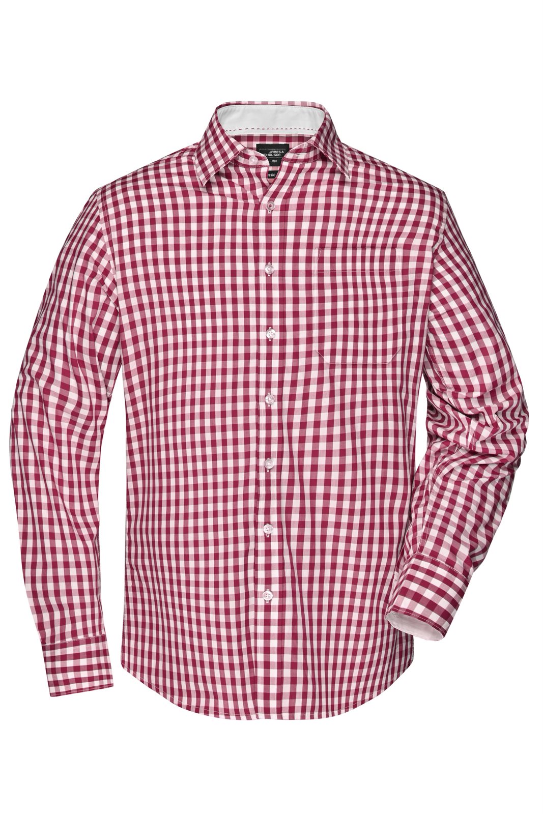 Hemd Herren Weiß/Rot/Weinrot – Men's Checked Shirt