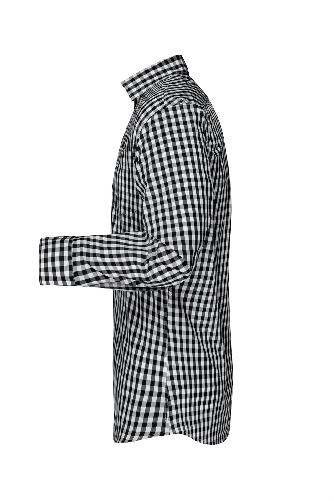 Hemd Herren Weiß/Schwarz – Men's Checked Shirt, Detailansicht