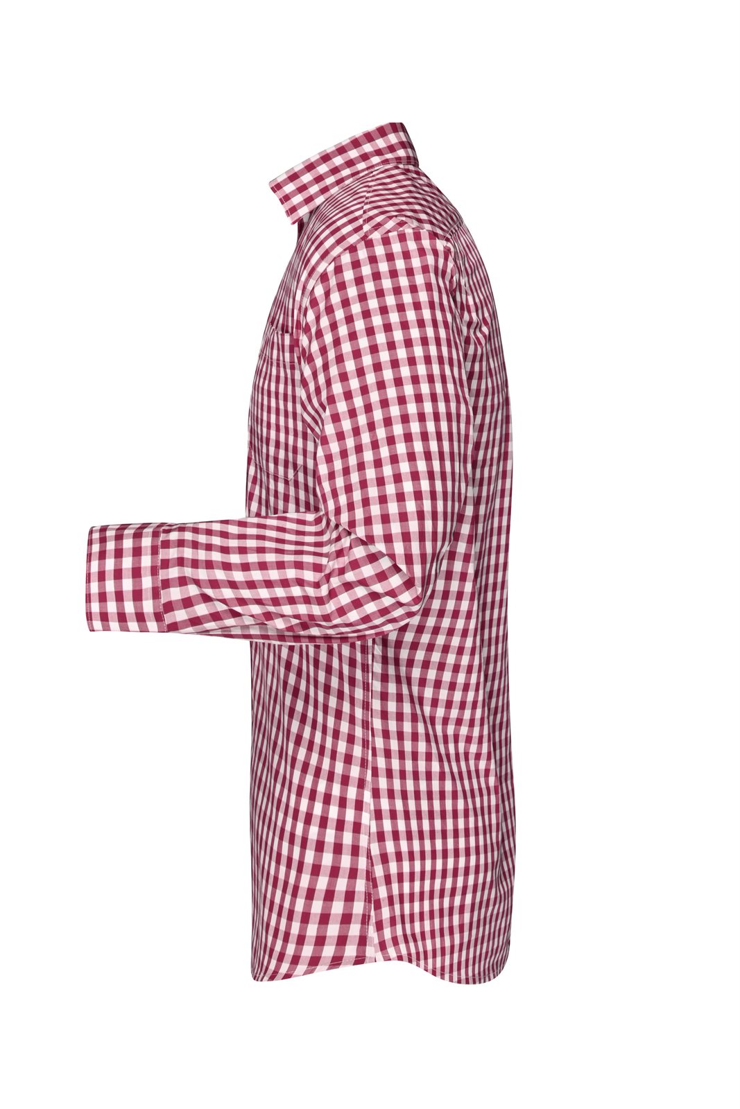 Hemd Herren Weiß/Rot/Weinrot – Men's Checked Shirt, Detailansicht