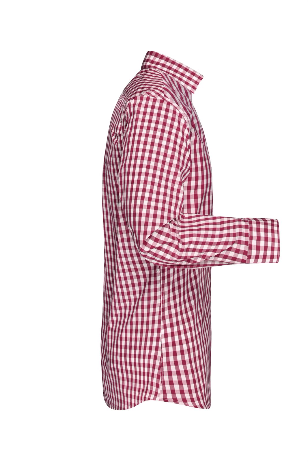 Hemd Herren Weiß/Rot/Weinrot – Men's Checked Shirt, Detailansicht