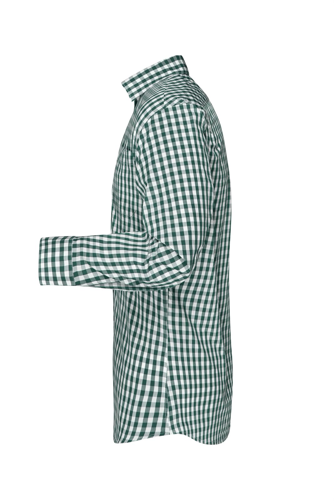Hemd Herren Grün/Weiß – Men's Checked Shirt, Detailansicht