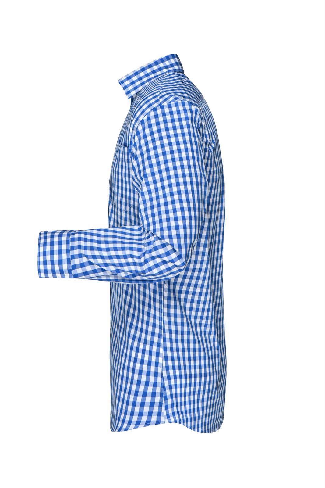Hemd Herren Weiß/Blau – Men's Checked Shirt, Detailansicht