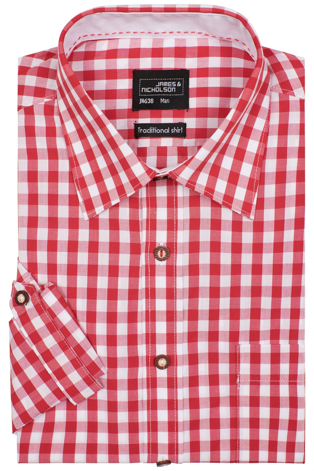 Hemd Herren Weiß/Rot – Men's Traditional Shirt, Detailansicht