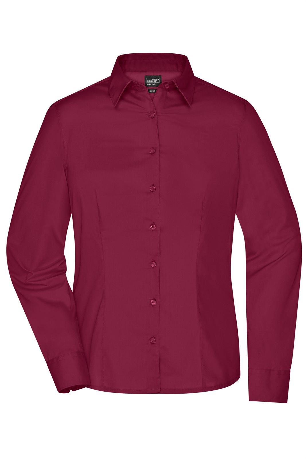 Hemd Damen Rot/Weinrot – Ladies' Business Shirt Long-Sleeved