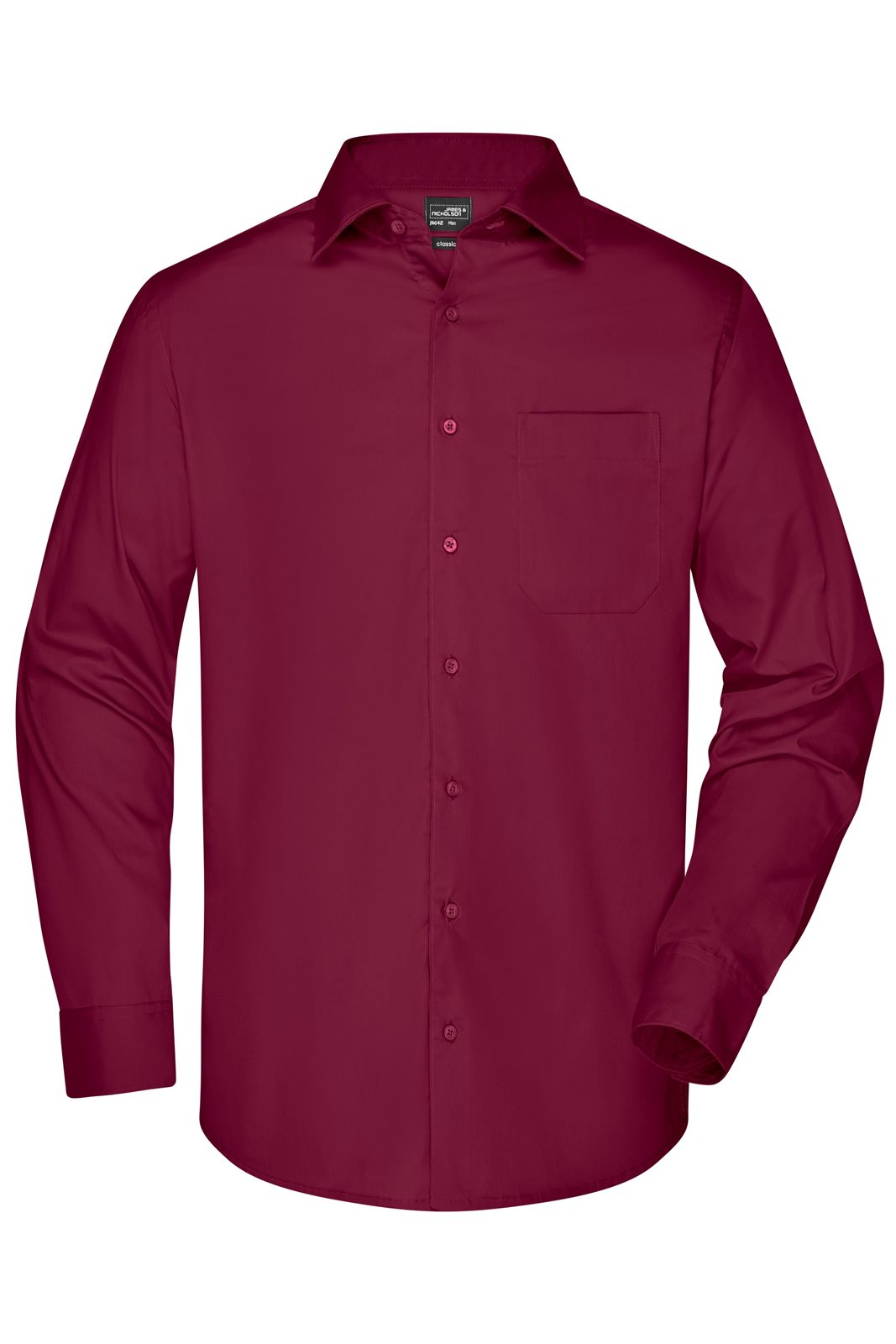Hemd Herren Rot/Weinrot – Men's Business Shirt Long-Sleeved
