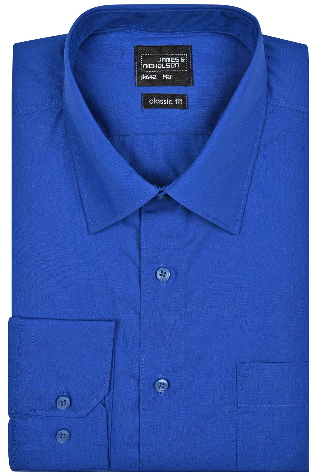 Hemd Herren Blau – Men's Business Shirt Long-Sleeved, Detailansicht