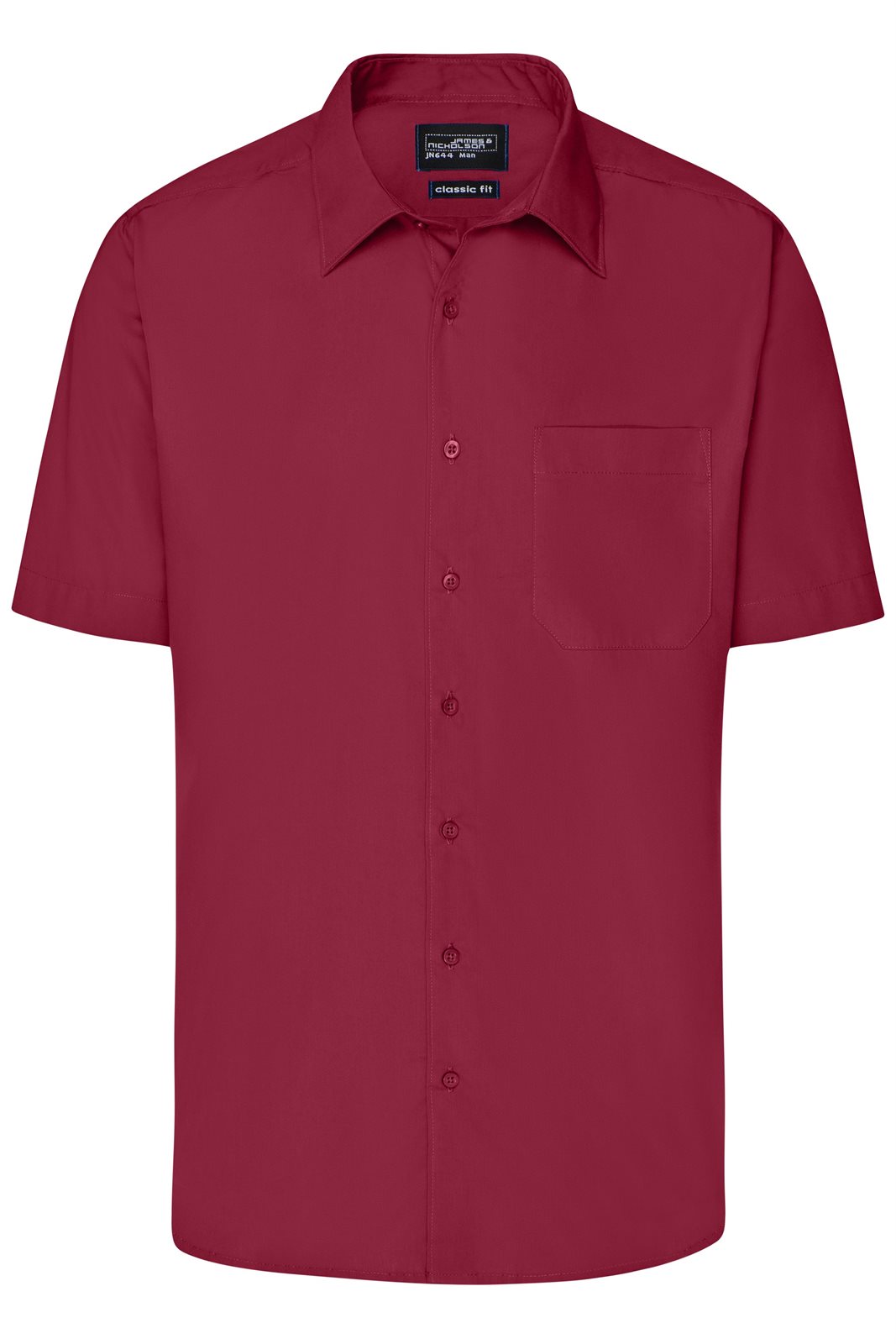 Hemd Herren Rot/Weinrot – Men's Business Shirt Short-Sleeved