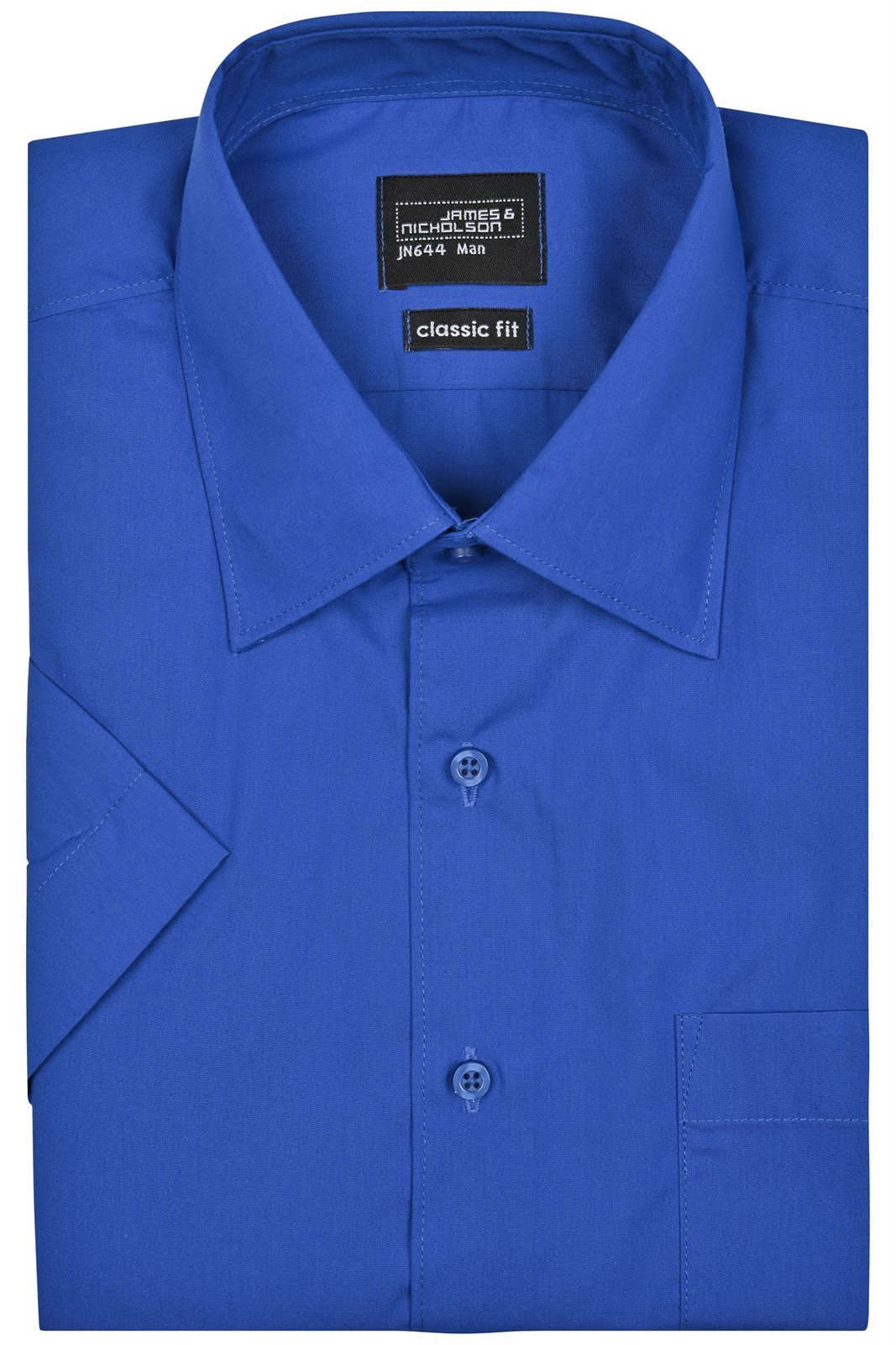 Hemd Herren Blau – Men's Business Shirt Short-Sleeved, Detailansicht