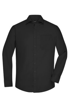 Hemd Herren Schwarz – Men's Shirt Long-Sleeved Micro-Twill
