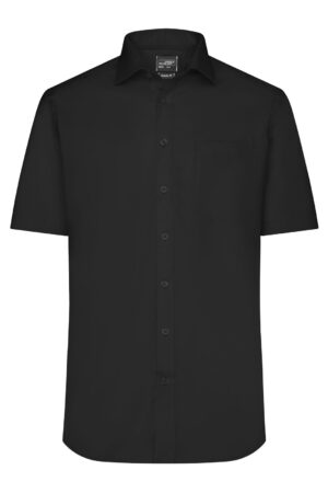 Hemd Herren Schwarz – Men's Shirt Short-Sleeved Micro-Twill