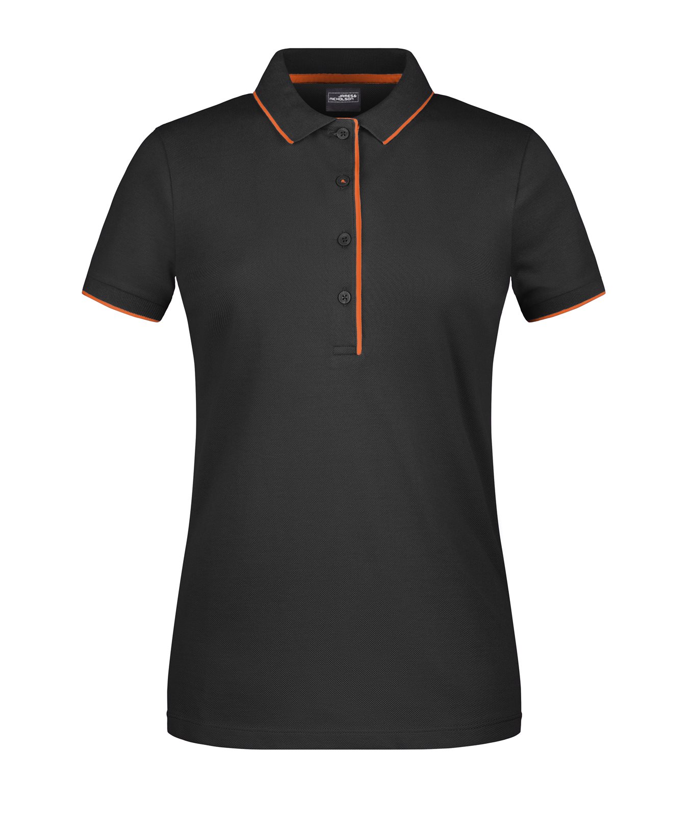 Poloshirt Damen Schwarz/Orange – Ladies' Polo Stripe