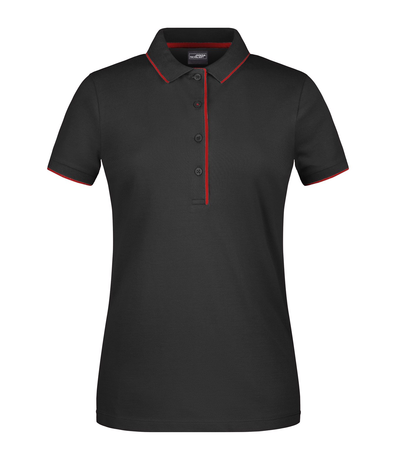 Poloshirt Damen Schwarz/Rot – Ladies' Polo Stripe