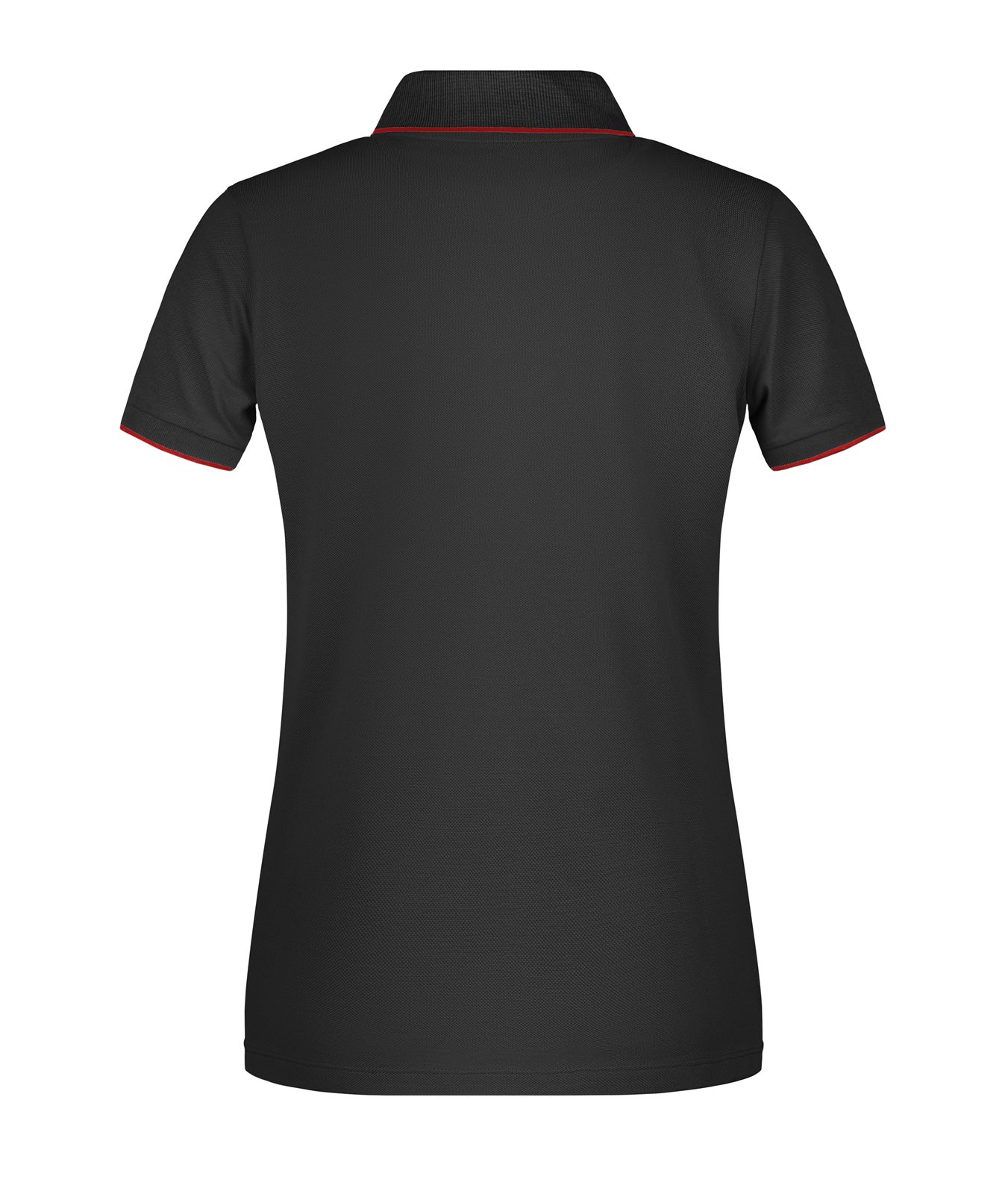 Poloshirt Damen Schwarz/Rot – Ladies' Polo Stripe, Detailansicht