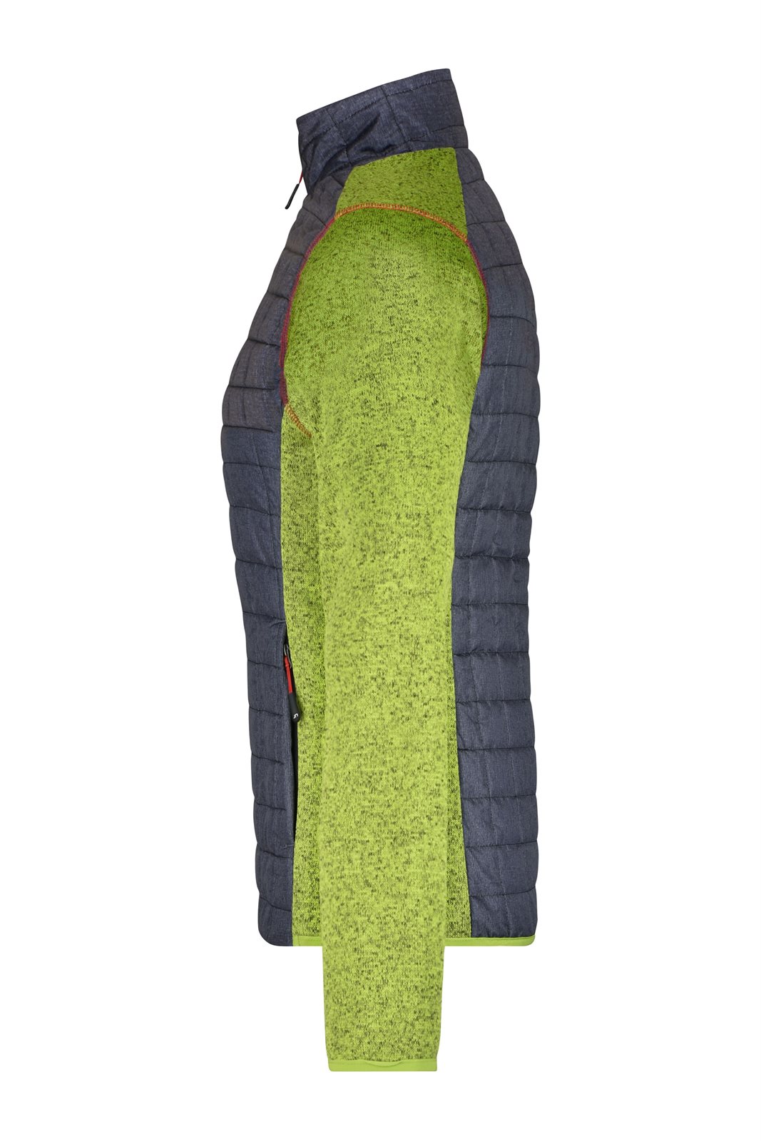 Jacke Damen Grau/Grün – Ladies' Knitted Hybrid Jacket, Detailansicht