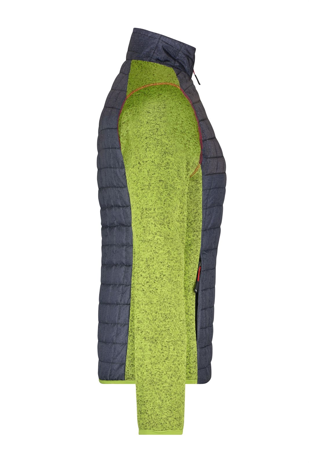 Jacke Damen Grau/Grün – Ladies' Knitted Hybrid Jacket, Detailansicht