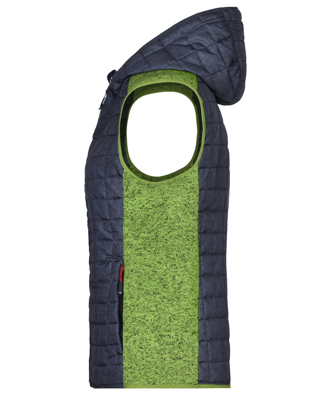 Weste Damen Grau/Grün – Ladies' Knitted Hybrid Vest, Detailansicht