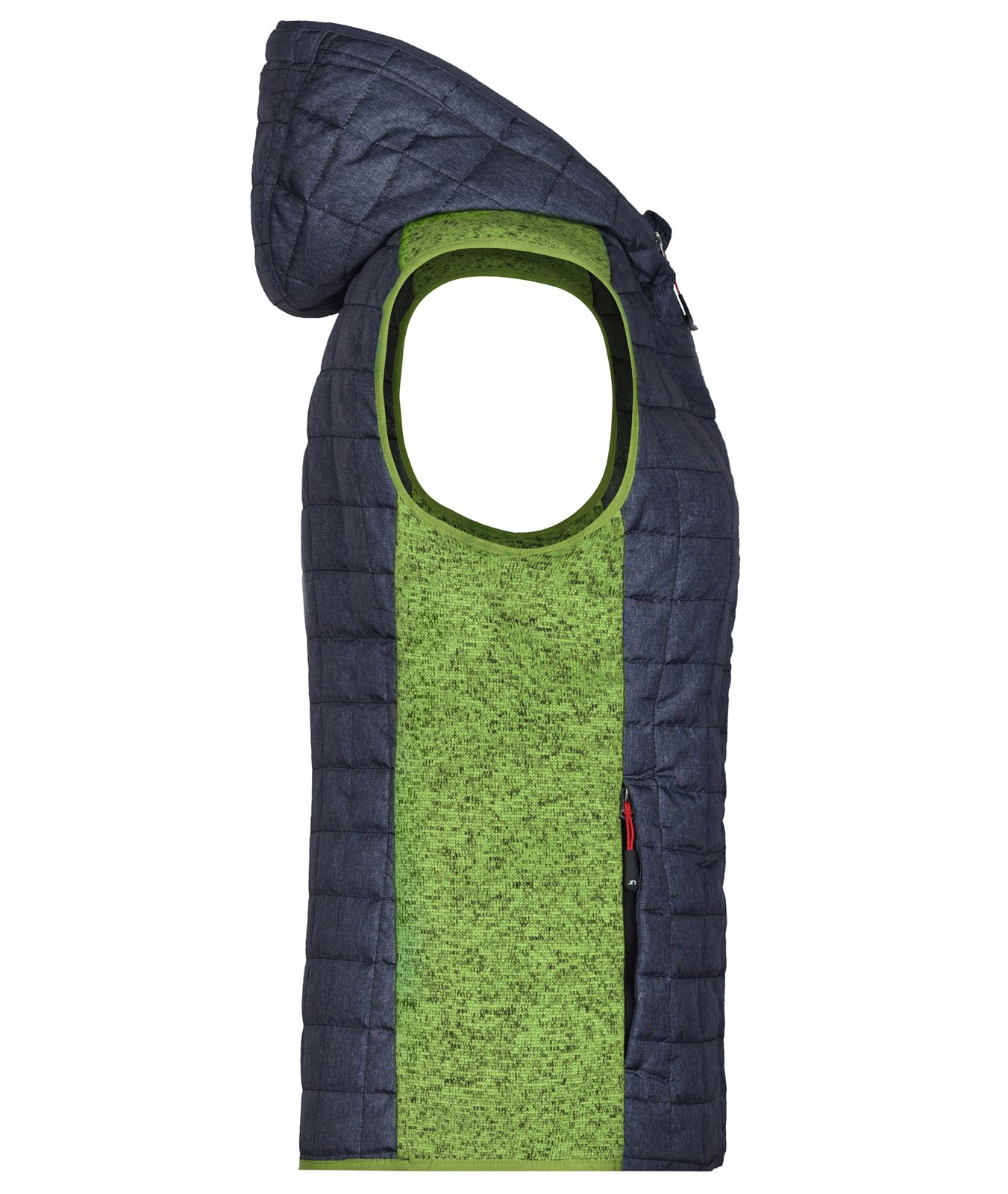 Weste Damen Grau/Grün – Ladies' Knitted Hybrid Vest, Detailansicht