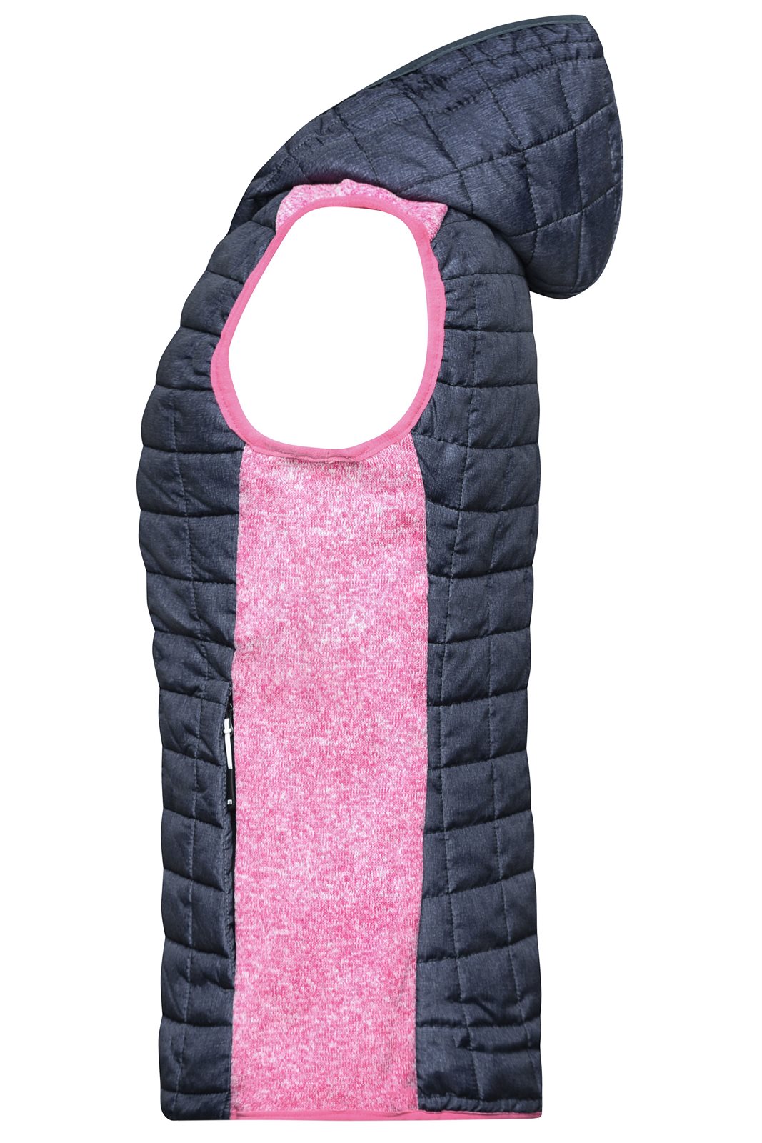 Weste Damen Grau/Pink – Ladies' Knitted Hybrid Vest, Detailansicht