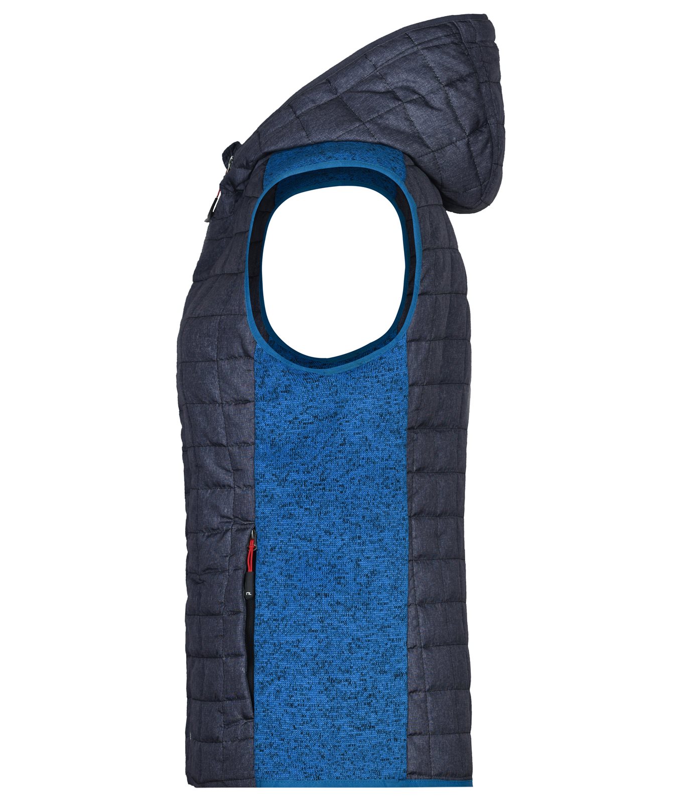 Weste Damen Grau/Blau – Ladies' Knitted Hybrid Vest, Detailansicht