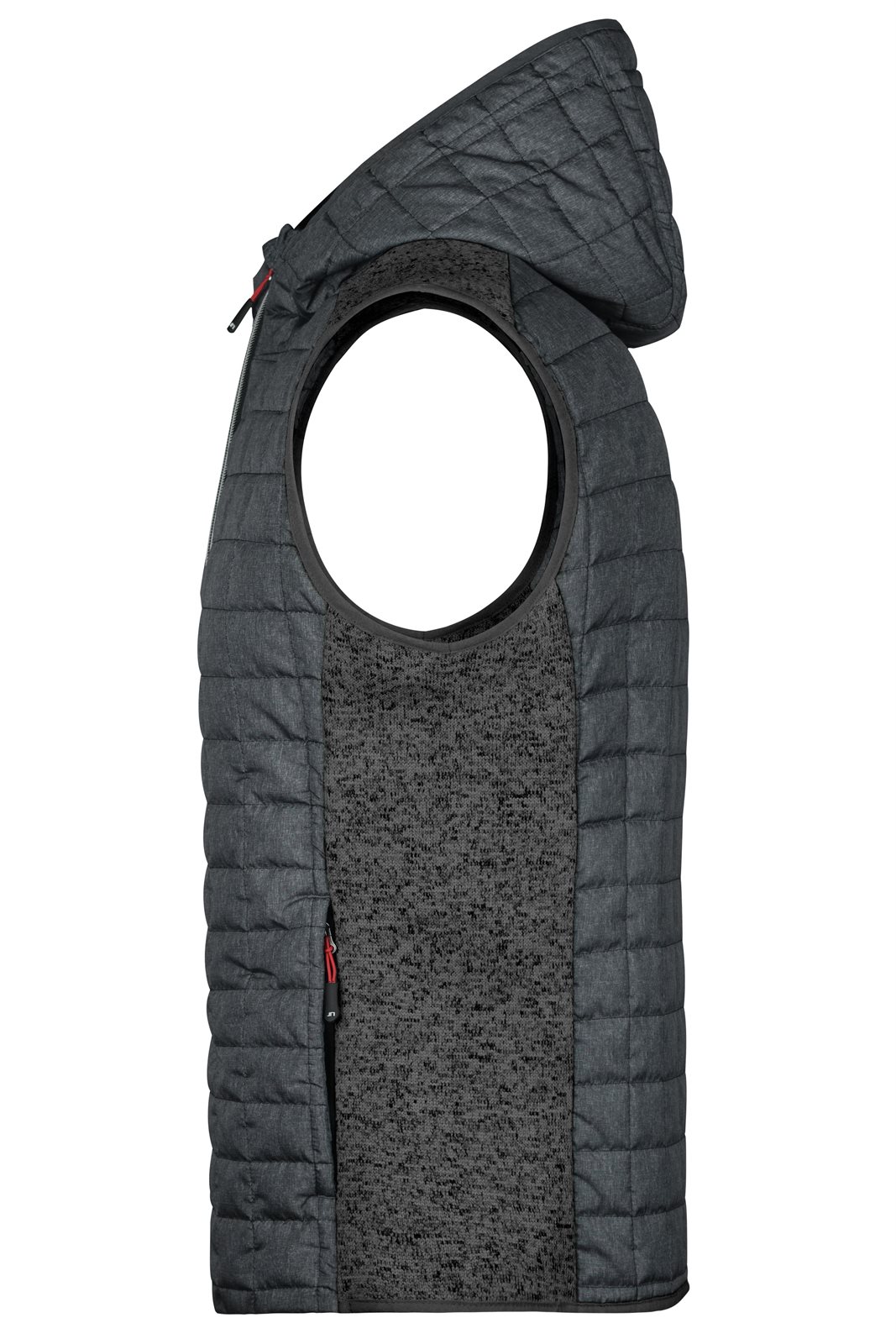 Weste Herren Grau – Men's Knitted Hybrid Vest, Detailansicht