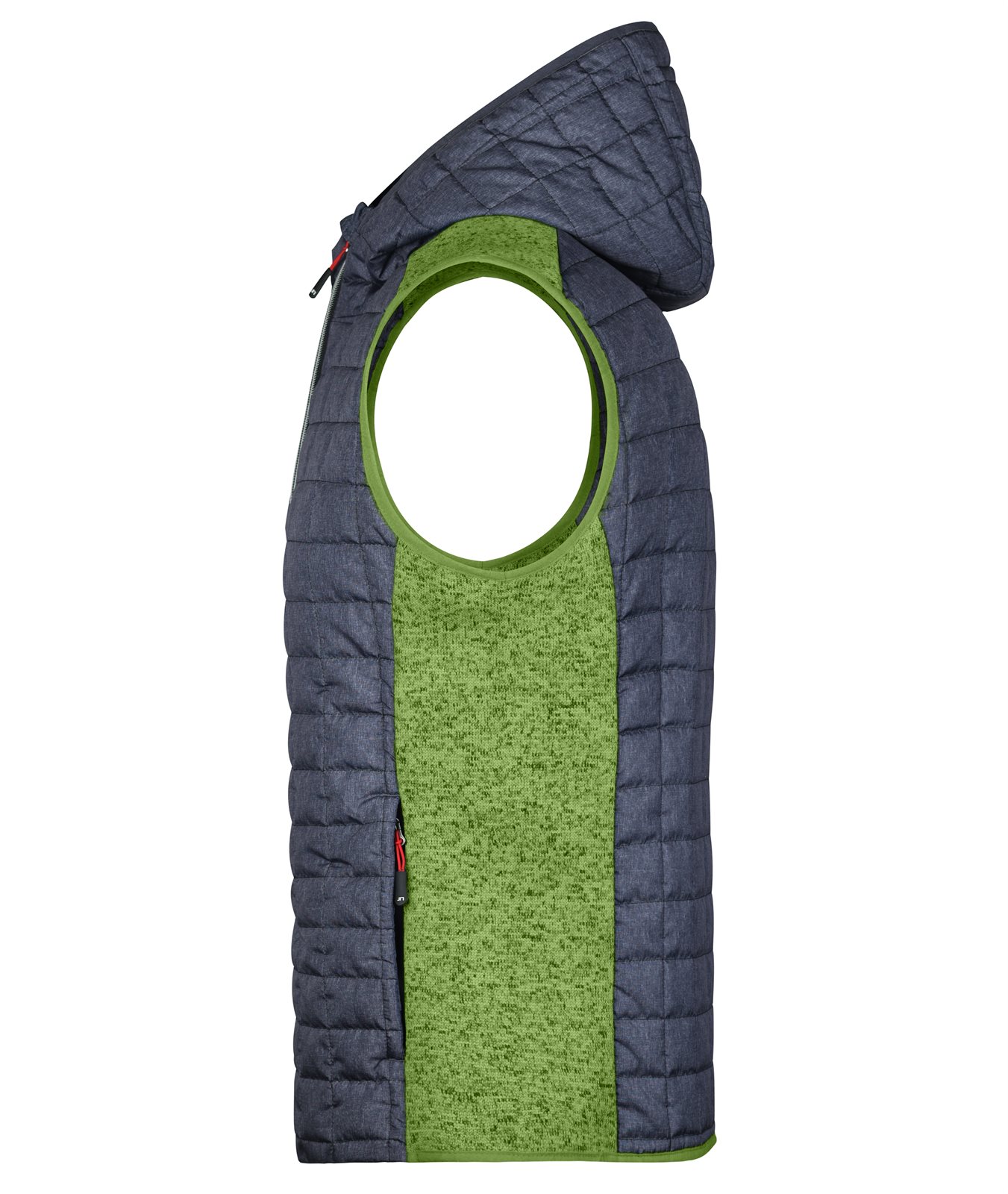 Weste Herren Grau/Grün – Men's Knitted Hybrid Vest, Detailansicht