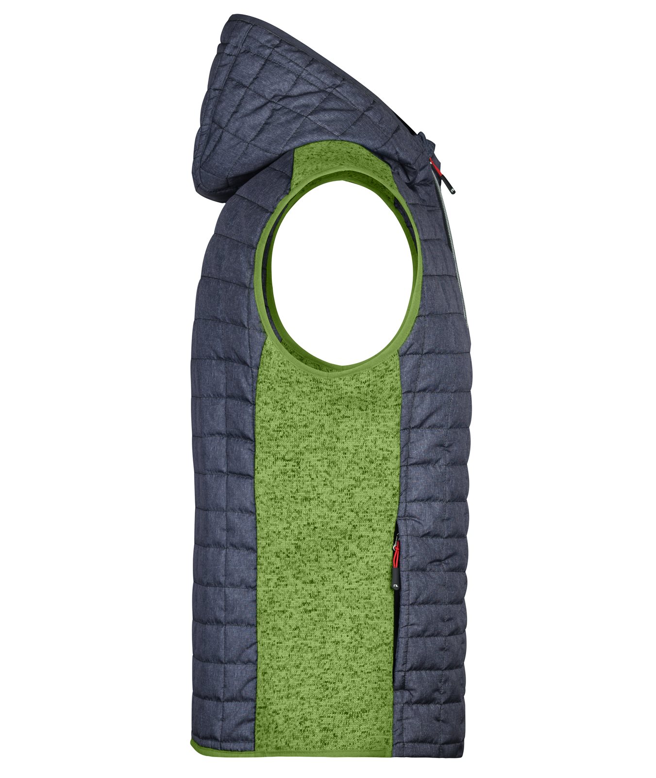 Weste Herren Grau/Grün – Men's Knitted Hybrid Vest, Detailansicht
