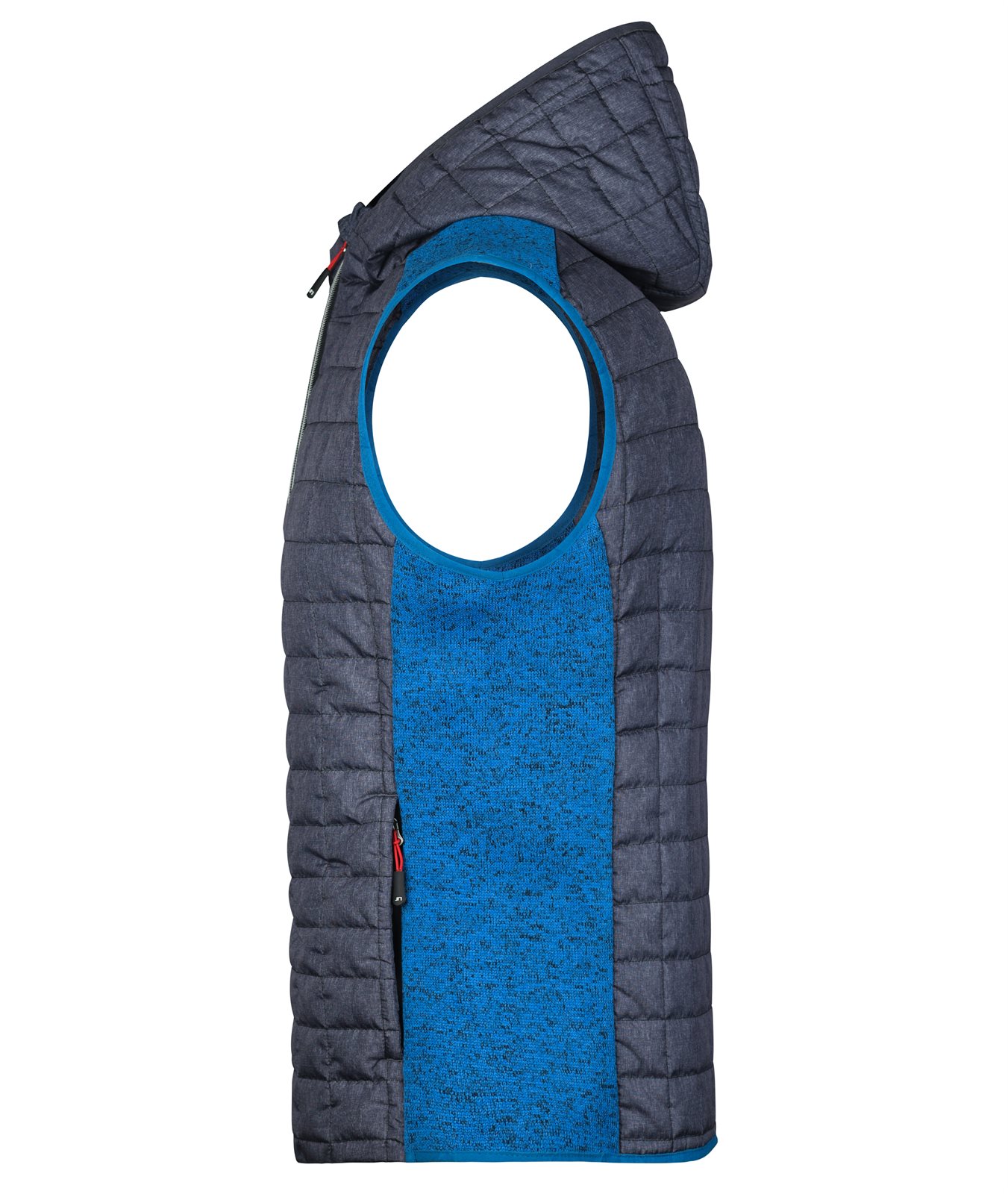 Weste Herren Grau/Blau – Men's Knitted Hybrid Vest, Detailansicht