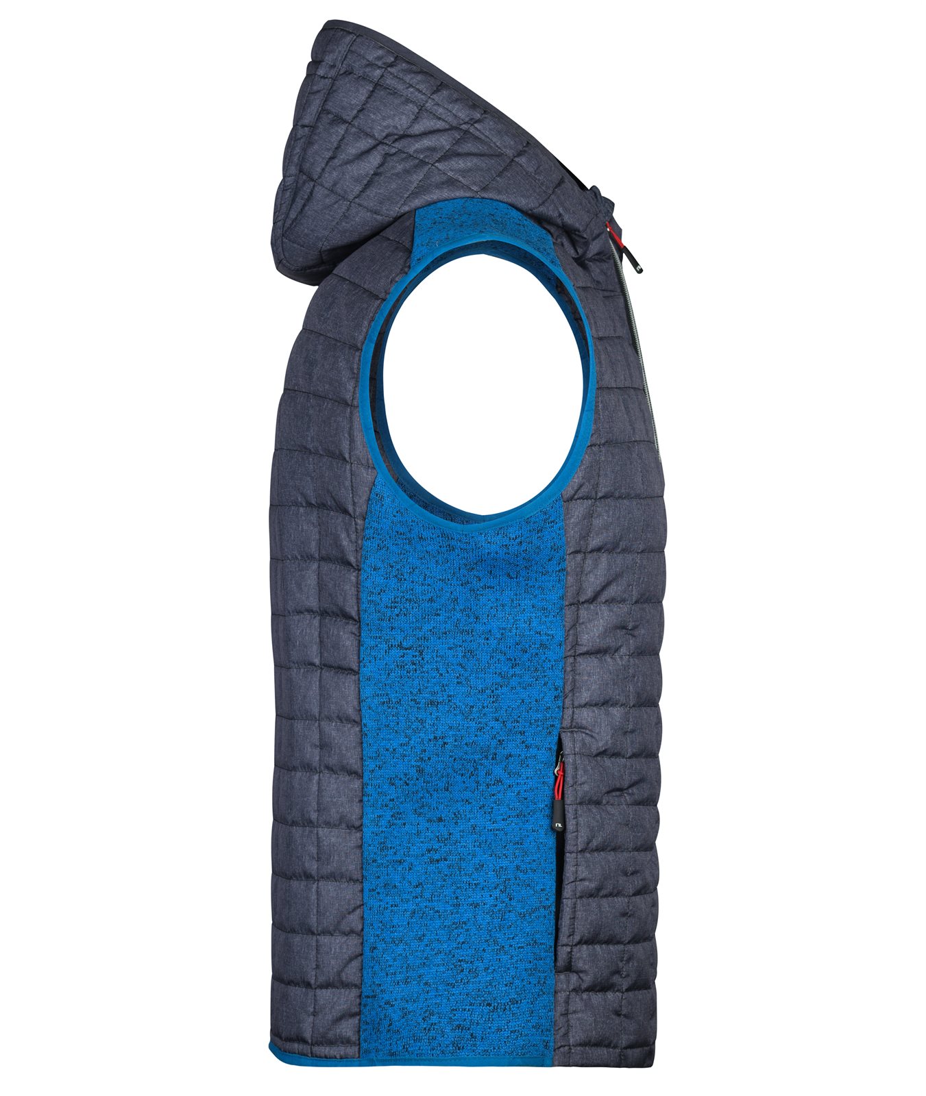 Weste Herren Grau/Blau – Men's Knitted Hybrid Vest, Detailansicht
