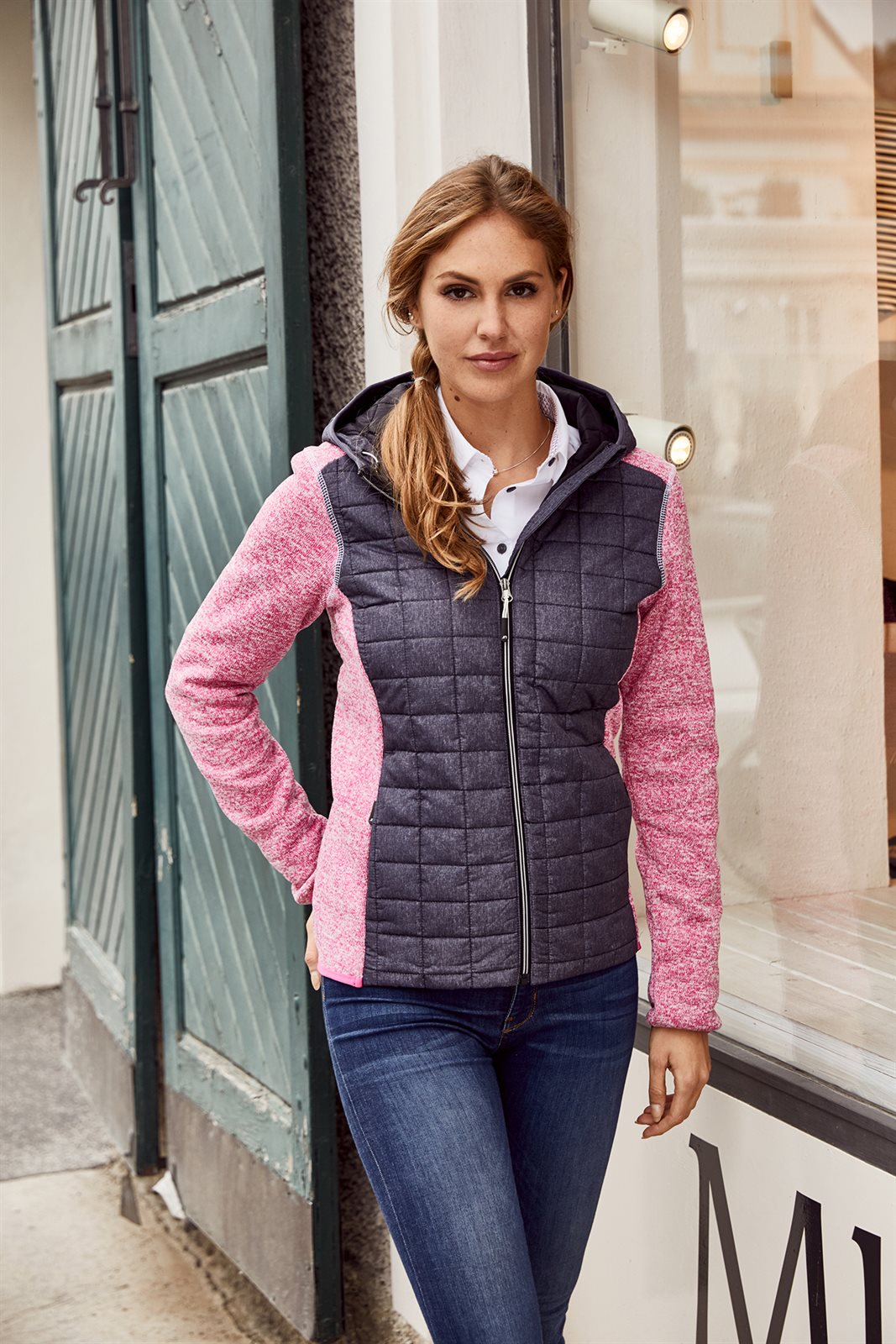 Jacke Damen – Ladies' Knitted Hybrid Jacket, Detailansicht