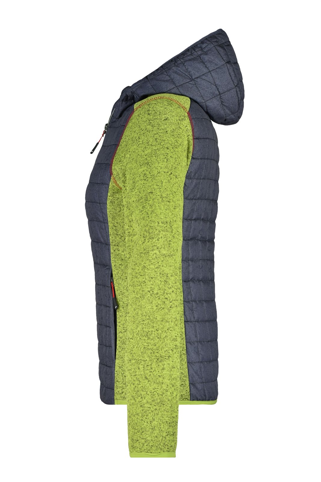 Jacke Damen Grau/Grün – Ladies' Knitted Hybrid Jacket, Detailansicht