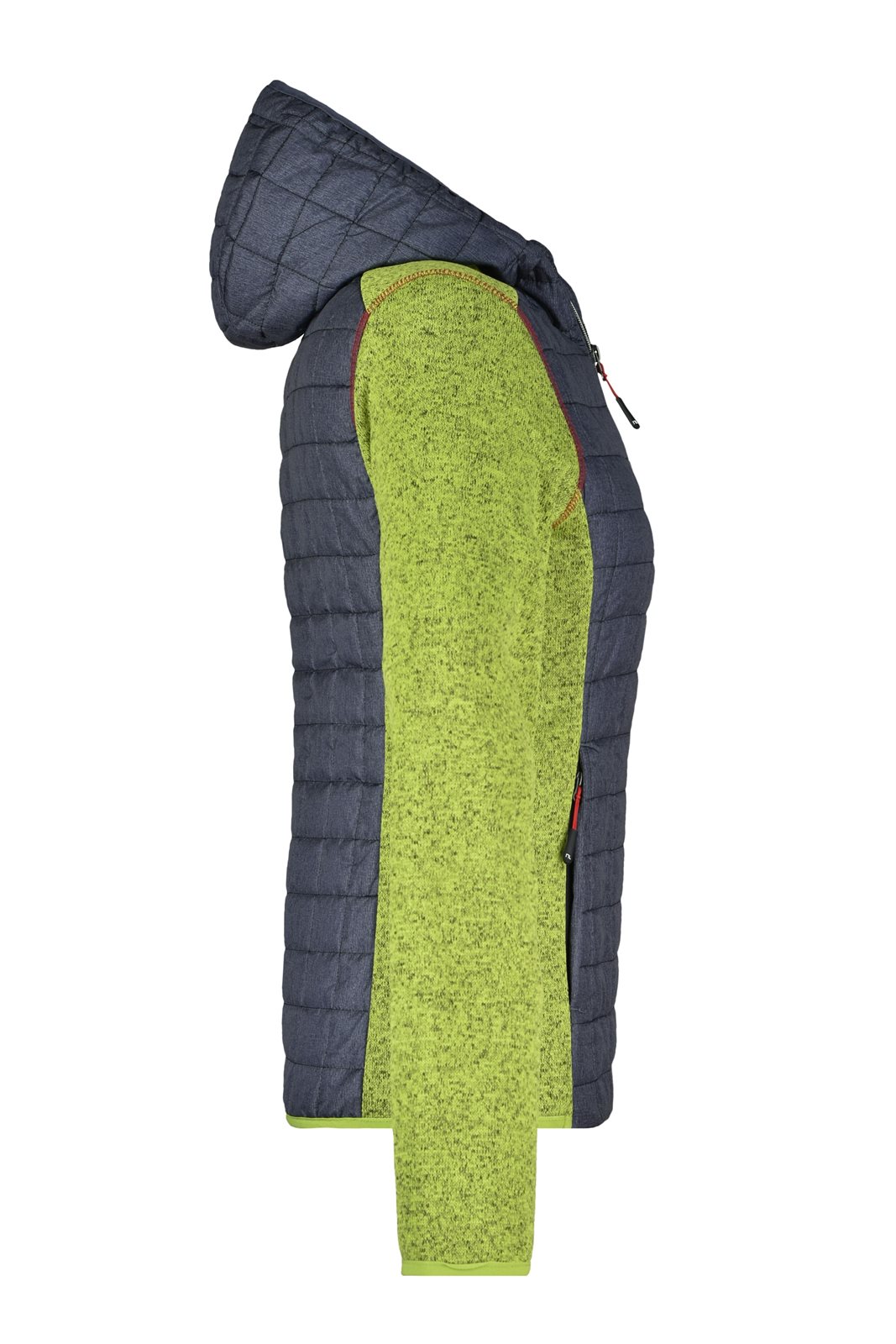 Jacke Damen Grau/Grün – Ladies' Knitted Hybrid Jacket, Detailansicht