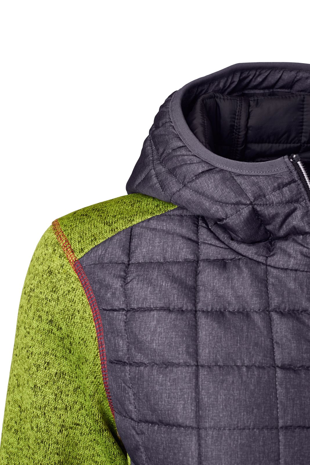 Jacke Damen Grau/Grün – Ladies' Knitted Hybrid Jacket, Detailansicht