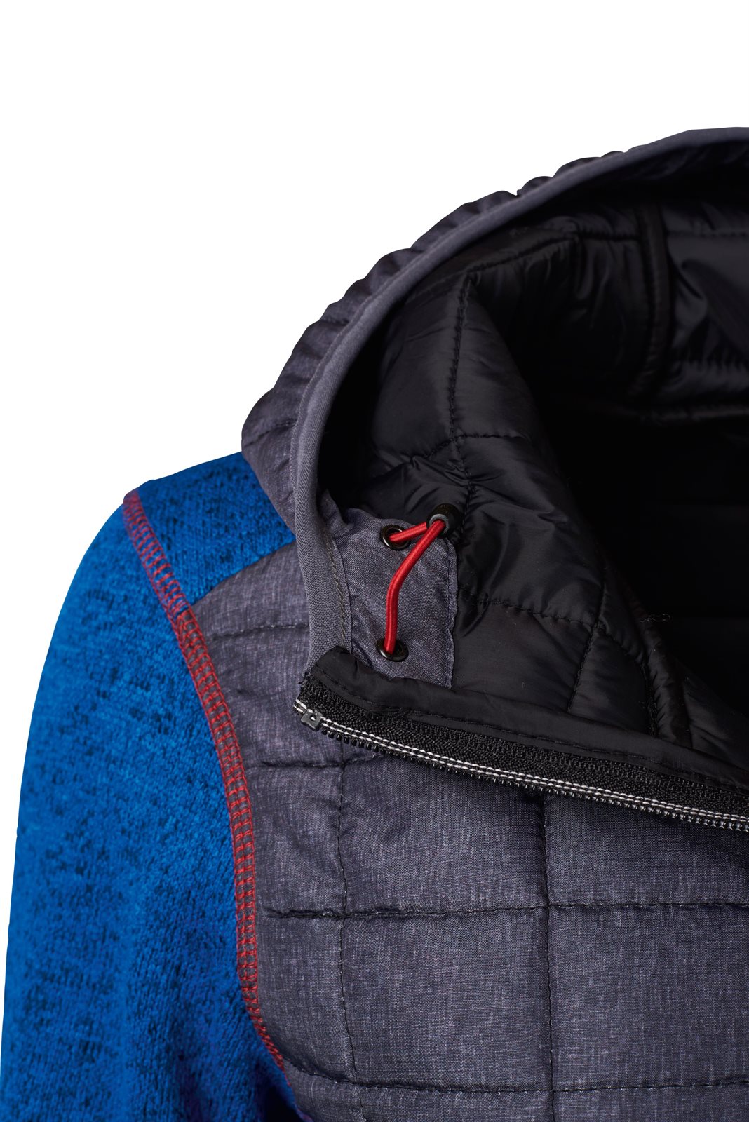 Jacke Damen Grau/Blau – Ladies' Knitted Hybrid Jacket, Detailansicht