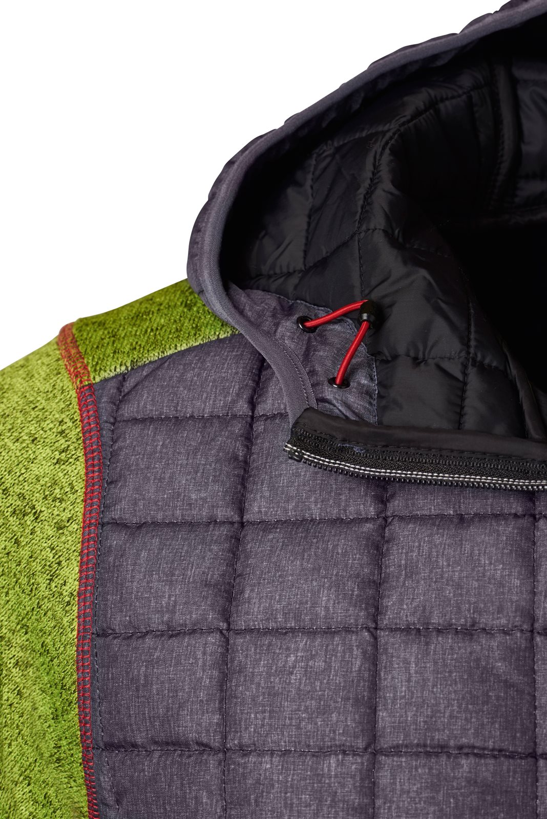 Jacke Herren Grau/Grün – Men's Knitted Hybrid Jacket, Detailansicht