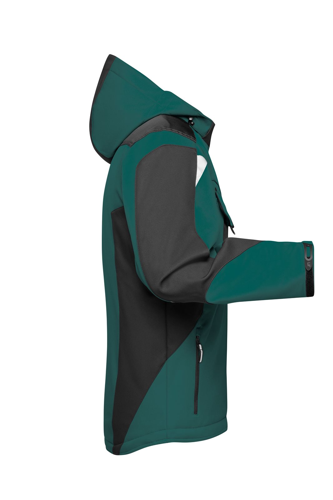 Jacke Unisex Schwarz/Grün – Craftsmen Softshell Jacket - STRONG -, Detailansicht